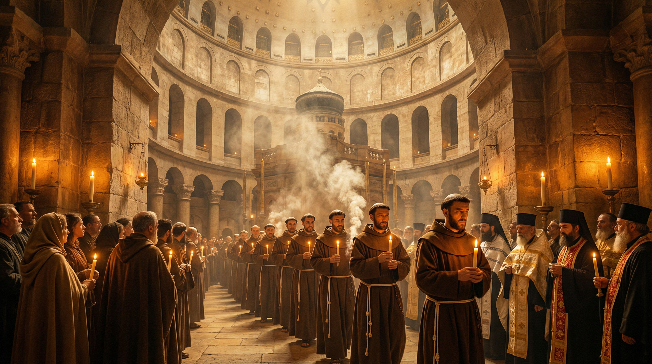Franciscan procession at the Church of the Holy Sepulchre, Jerusalem
